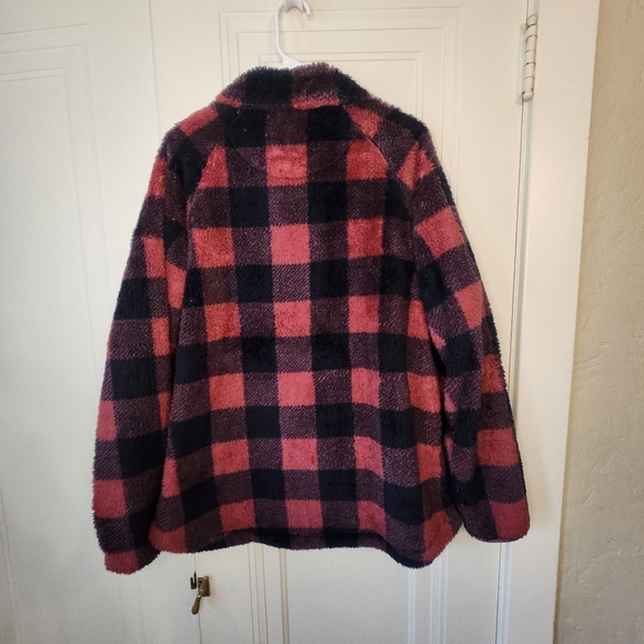 Simply Southern Quilted Fleece Buffalo Plaid Pullover Merlot & Navy Sx XL - Picture 8 of 9